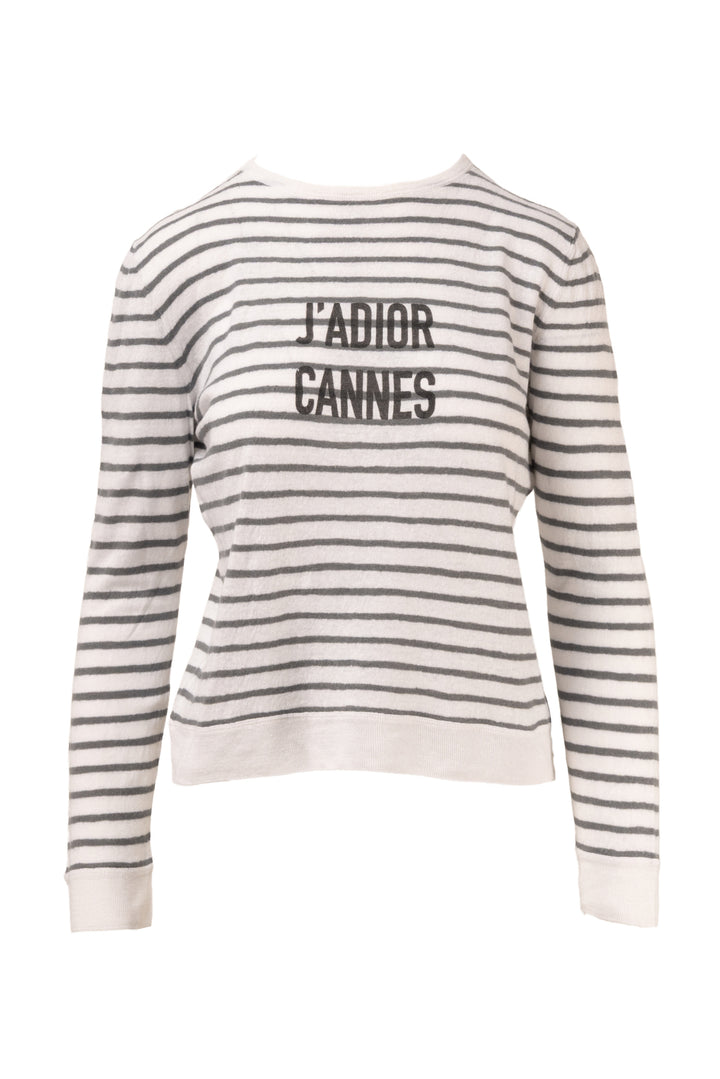 Christian Dior Size 4 J'Adior Cannes Linen Blend Striped Pullover Sweater