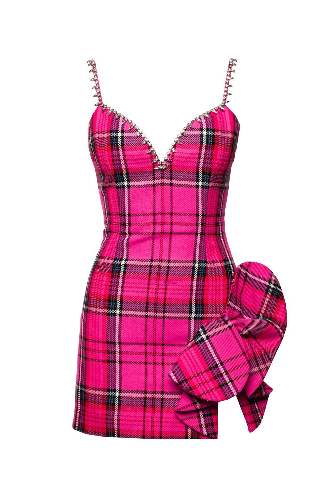 Area Size S Sweetheart Bow Plaid Mini Dress