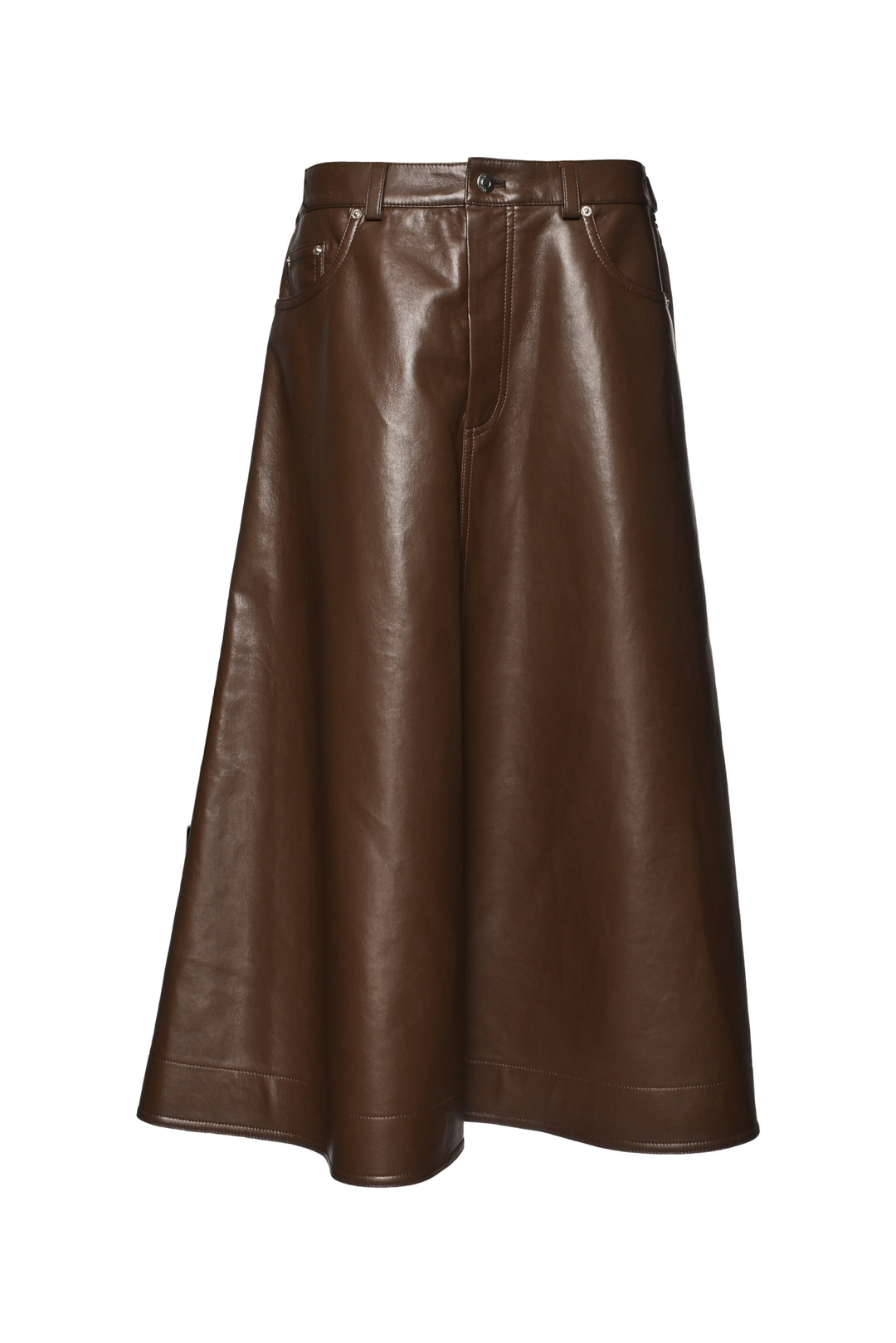 Nanushka Size L Cintia Faux Leather A-Line Midi Skirt