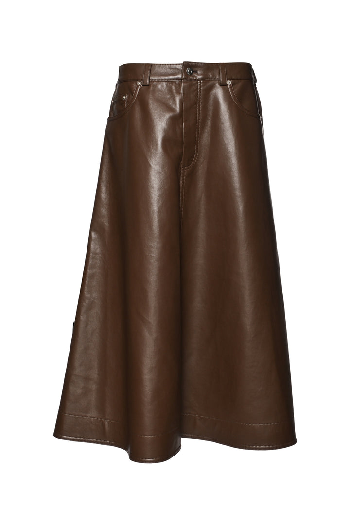 Nanushka Size L Cintia Faux Leather A-Line Midi Skirt