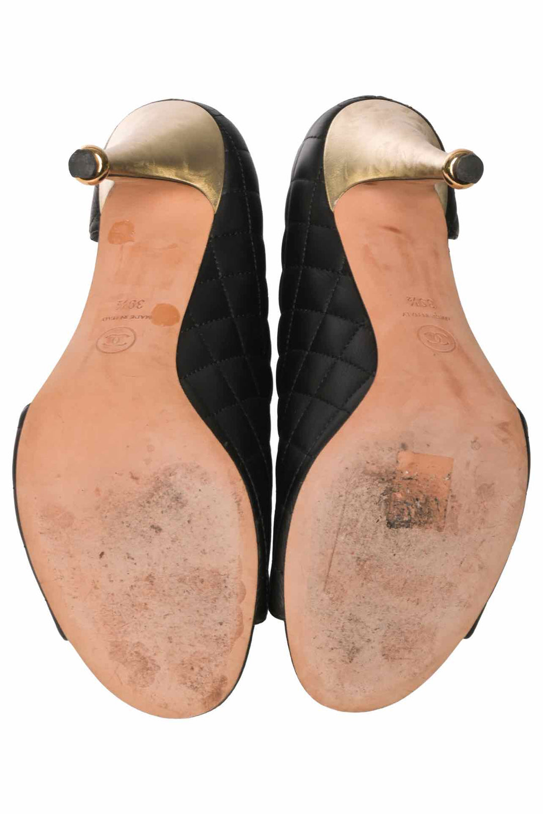 Chanel Size 39.5 D'Orsay Quilted Open Toe Pumps