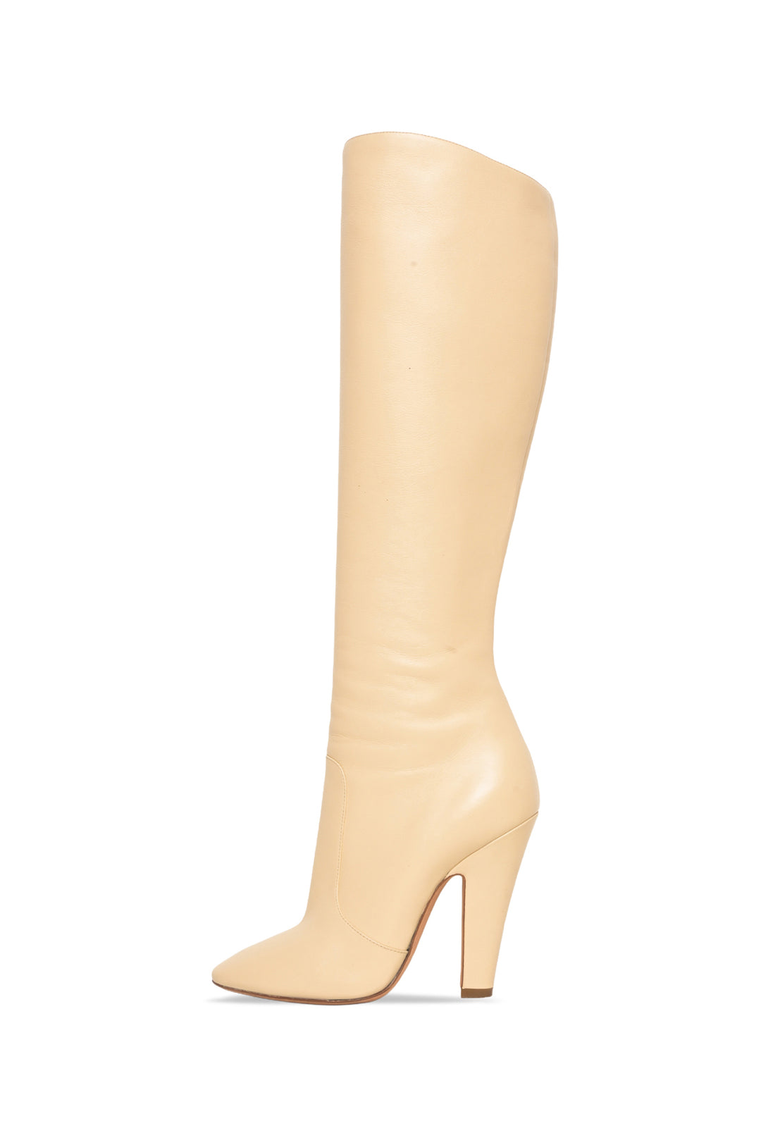 Saint Laurent Size 36.5 Leather Knee High Heeled Boots