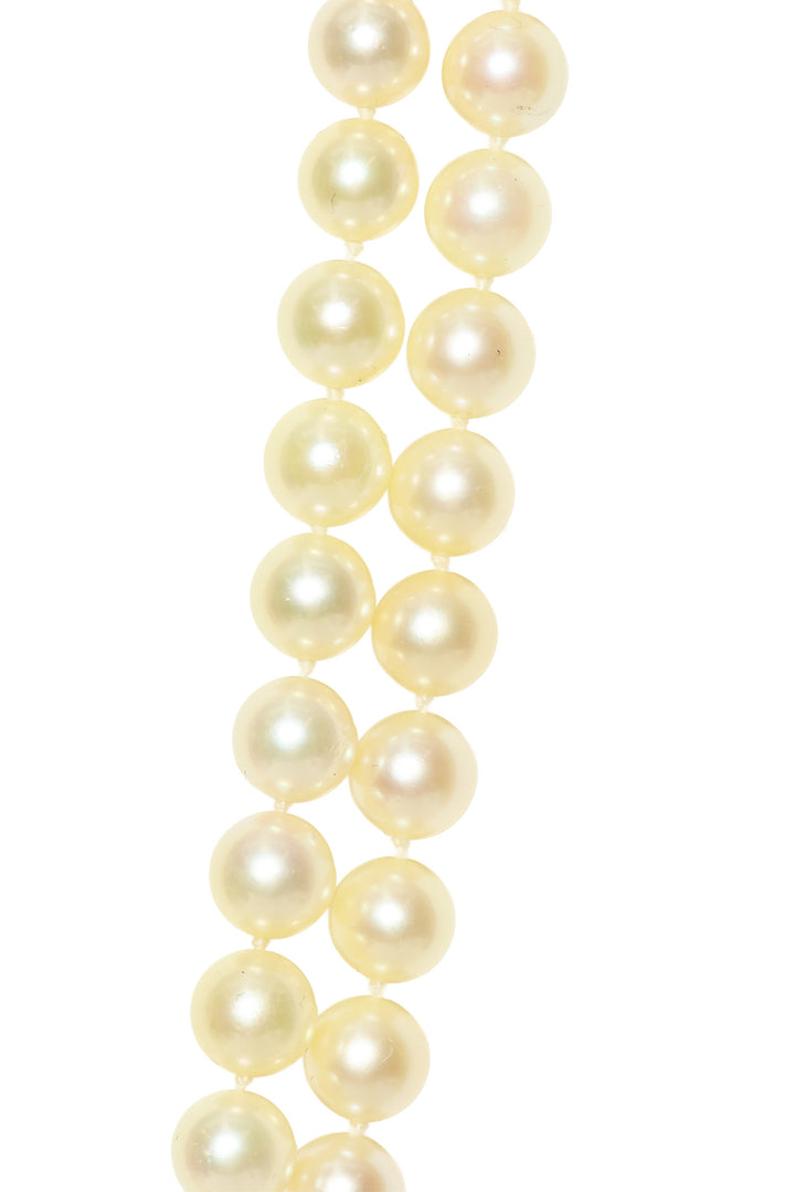 14k Yellow Gold Double Strand Akoya Pearl Necklace