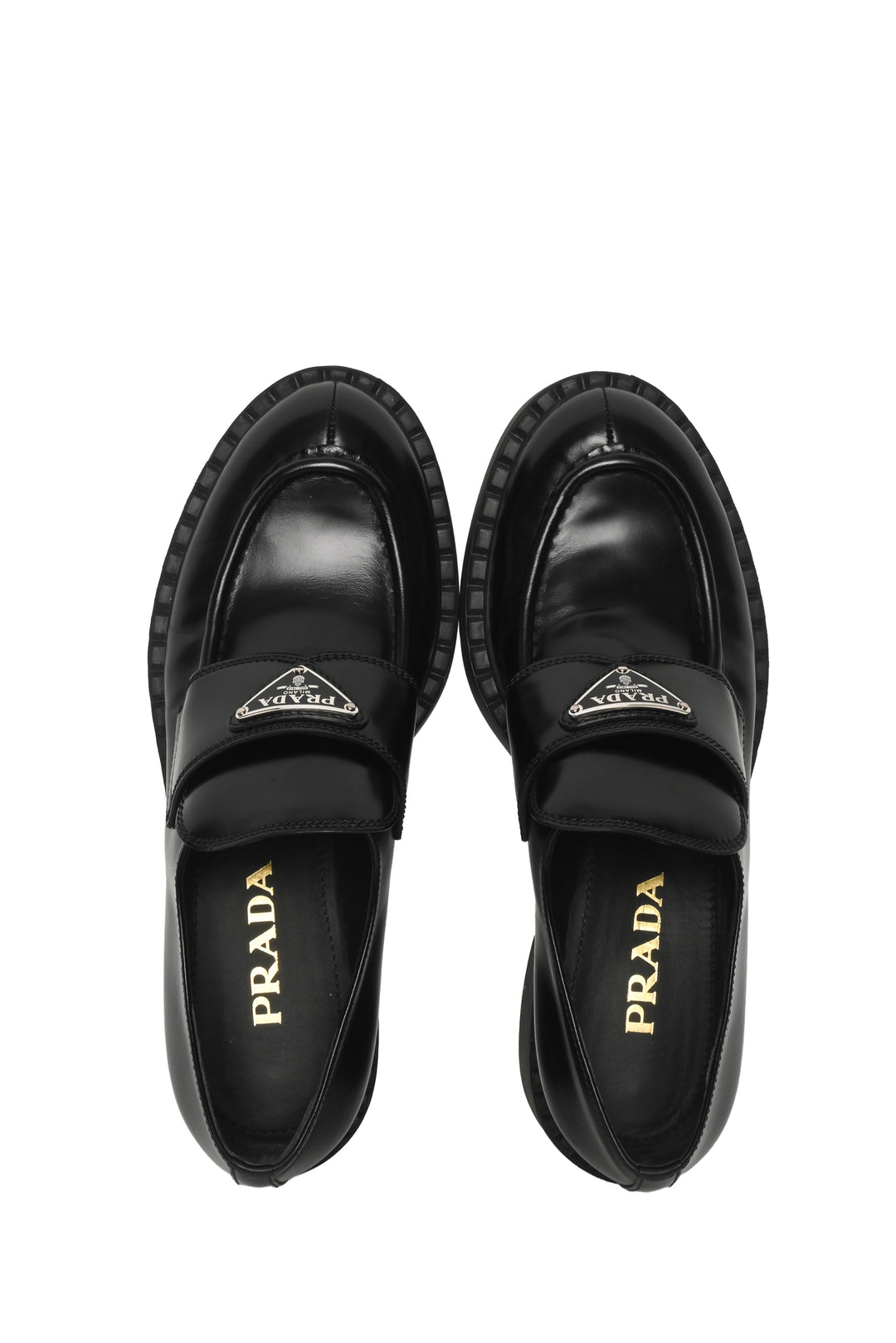 Prada Size 38 Chocolate Brushed Leather Loafers