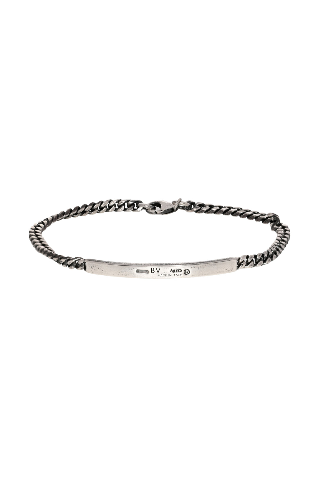 Bottega Veneta Size S Sterling Silver Chain ID Bracelet