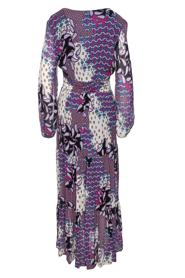 BA&SH Size L Blake Printed Faux Wrap Midi Dress