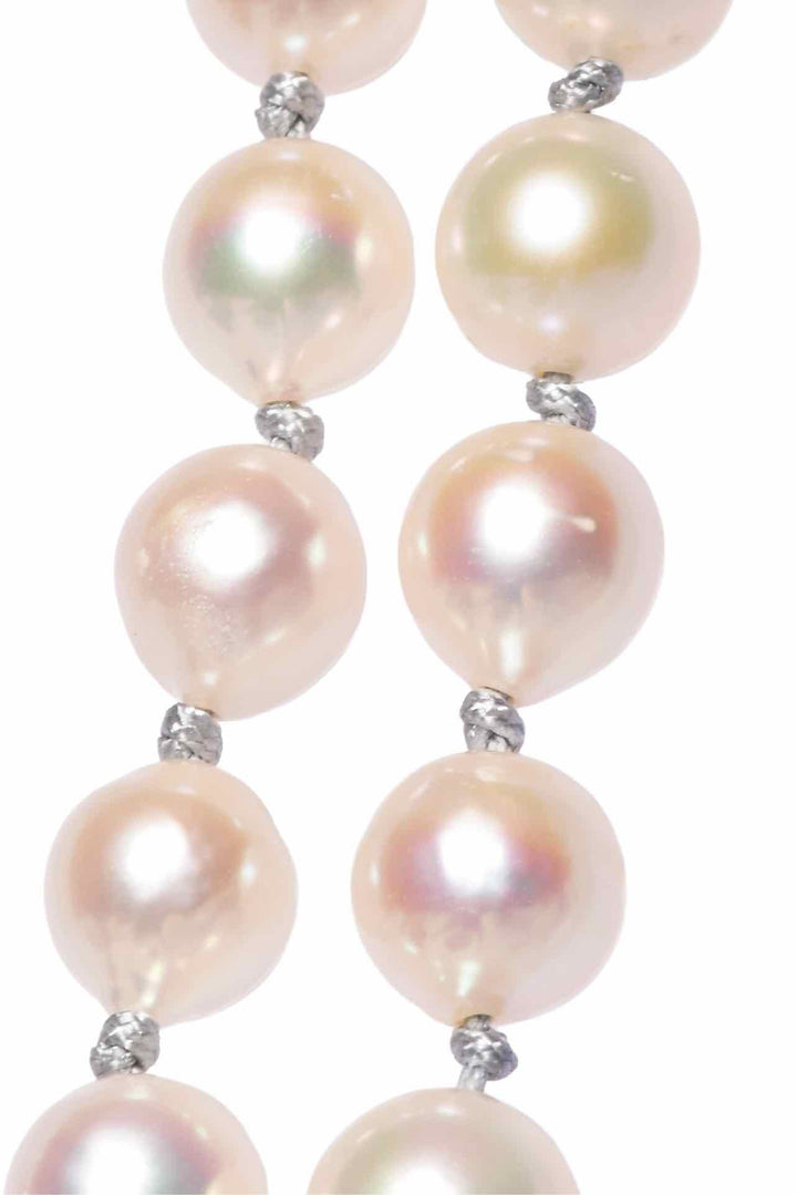 173 Semi Baroque Akoya Cultured Pearl Long Necklace