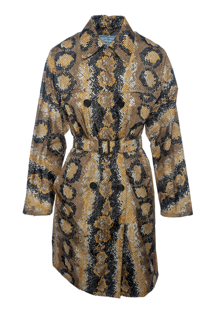 Prada Size 36 2015 Snakeskin Print Trench Coat