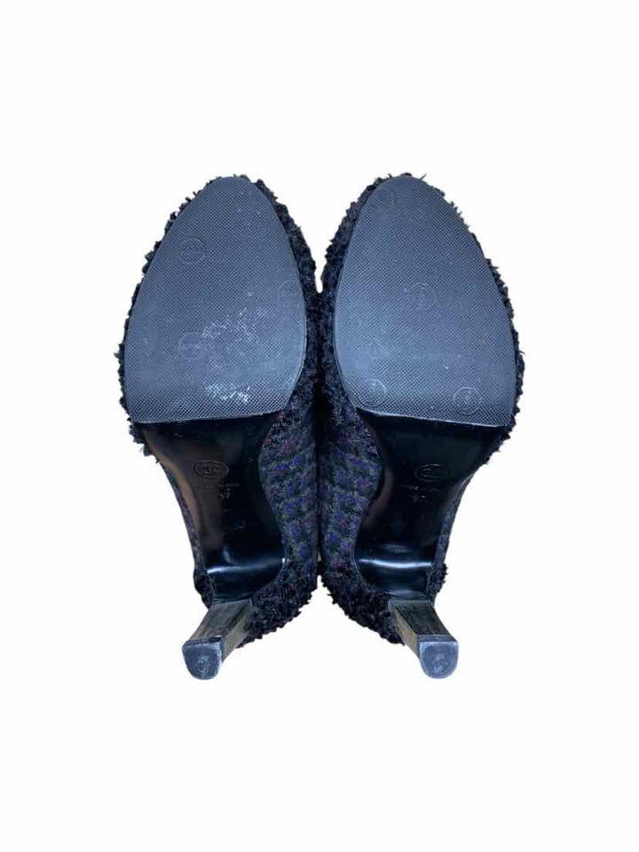 Chanel Size 37 Tweed Lace Up Ankle Boots