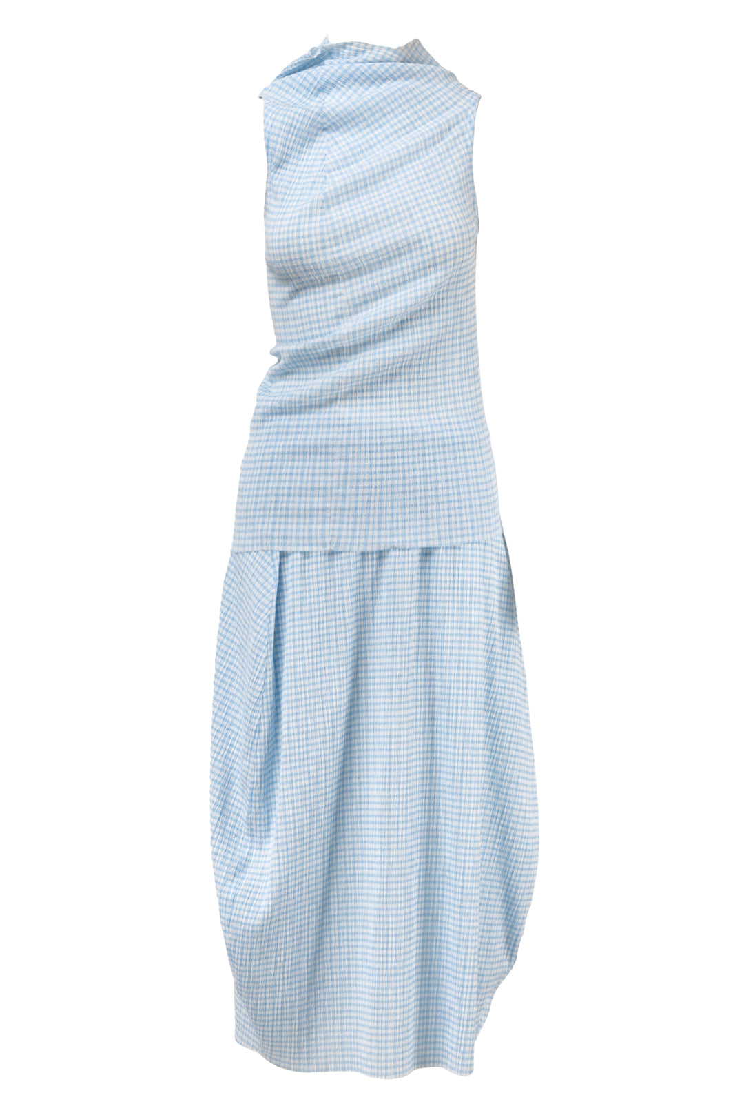Jil Sander Size S Sleeveless Gingham Mock Neck Top & Skirt Set