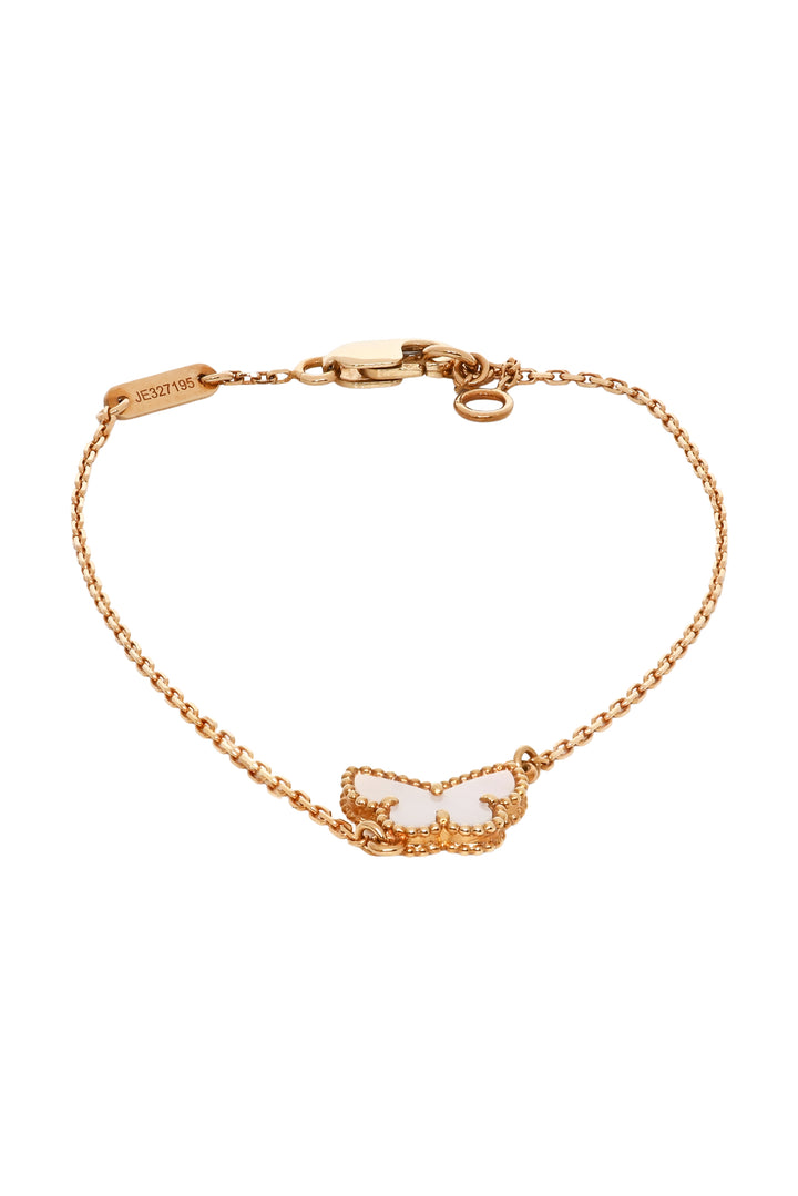 Van Cleef & Arpels 18K Yellow Gold & Mother of Pearl Sweet Butterflies Bracelet
