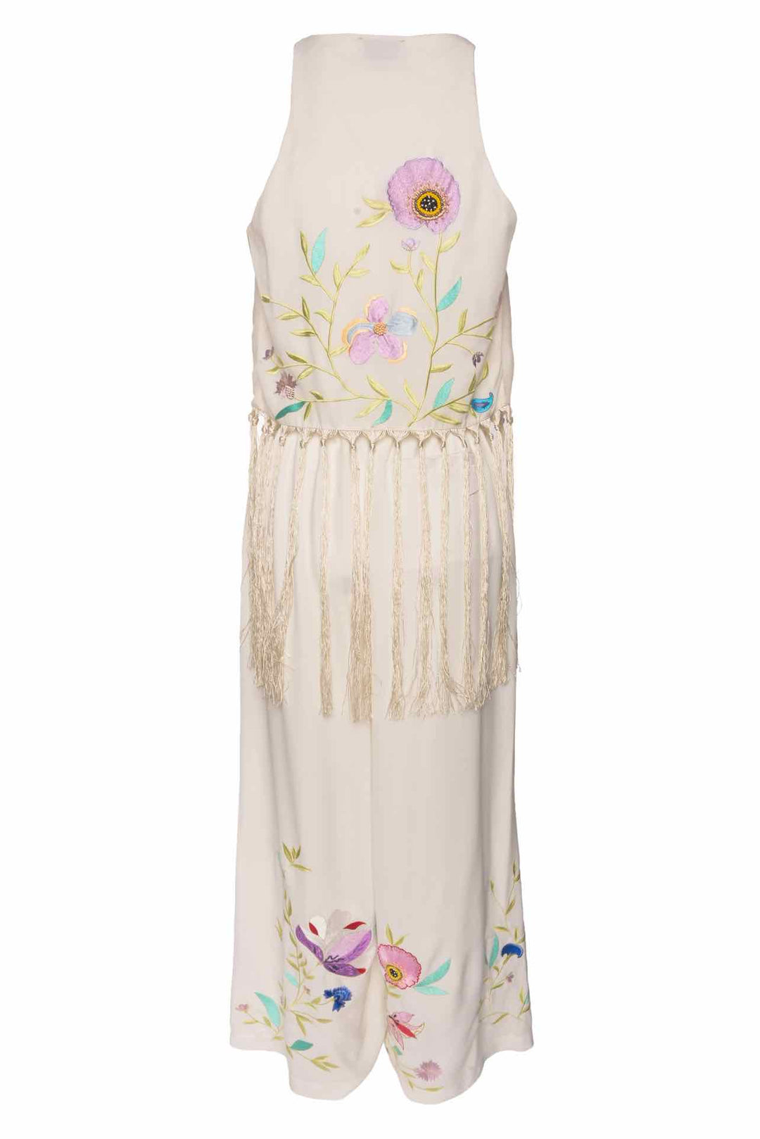 Forte_Forte Size 2 Heaven Sleeveless Fringe Floral Top & Pant Set