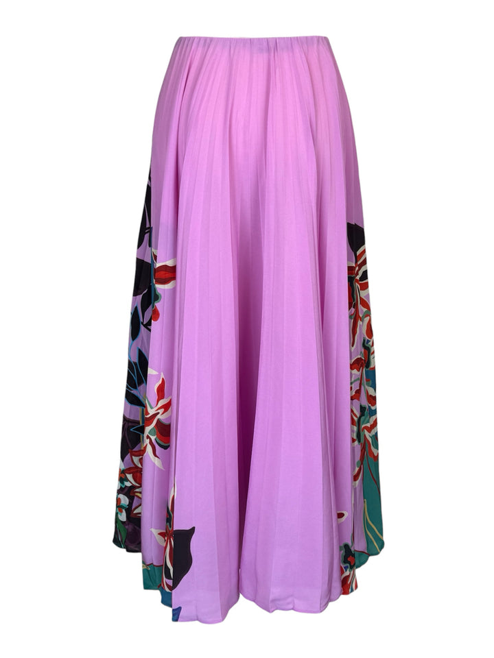 Valentino Size 44 2019 Floral Pleated Silk Maxi  Skirt