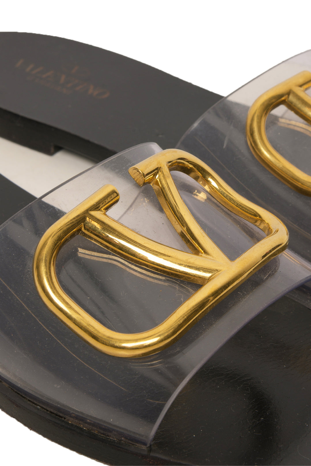 Valentino Size 38 PVC Transparent V Logo Flat Slides