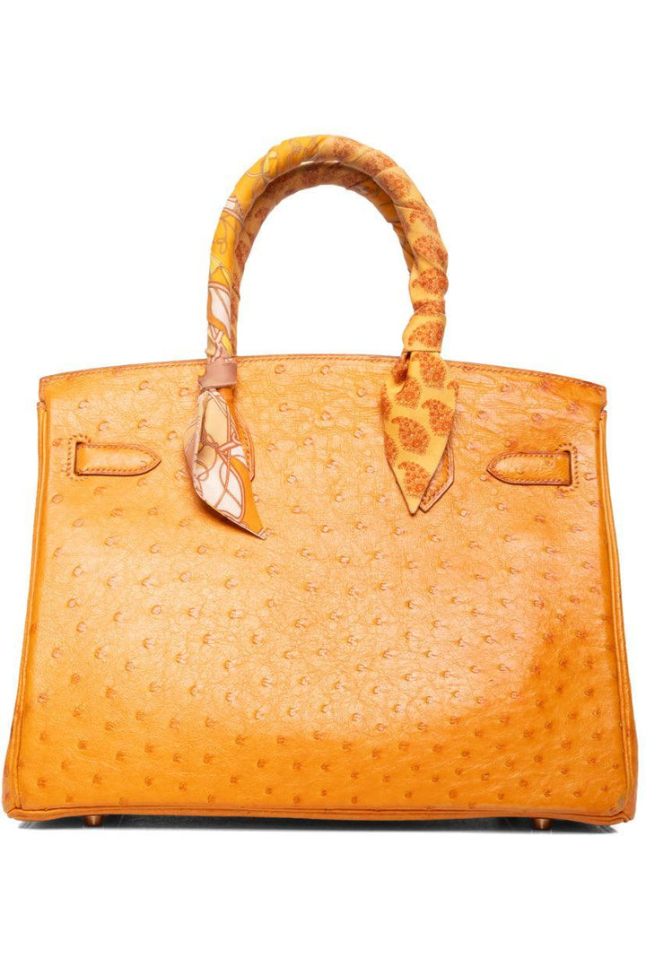 Hermes 1999 Saffron Ostrich Leather Birkin 30