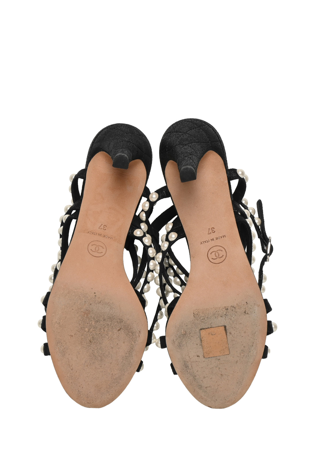 Chanel Size 37 Faux Pearl Strappy Sandals