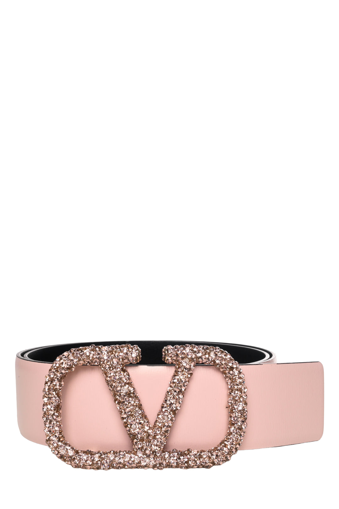 Valentino Size S VLogo Crystal-Embellished Reversible Leather Belt