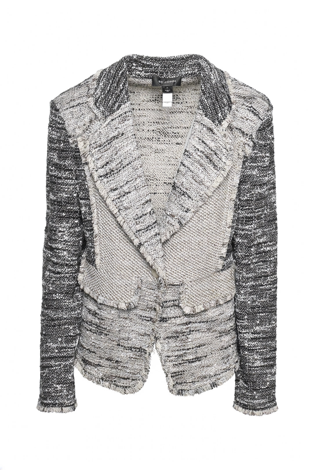 St. John Size 14 Raw Edge Tweed Blazer