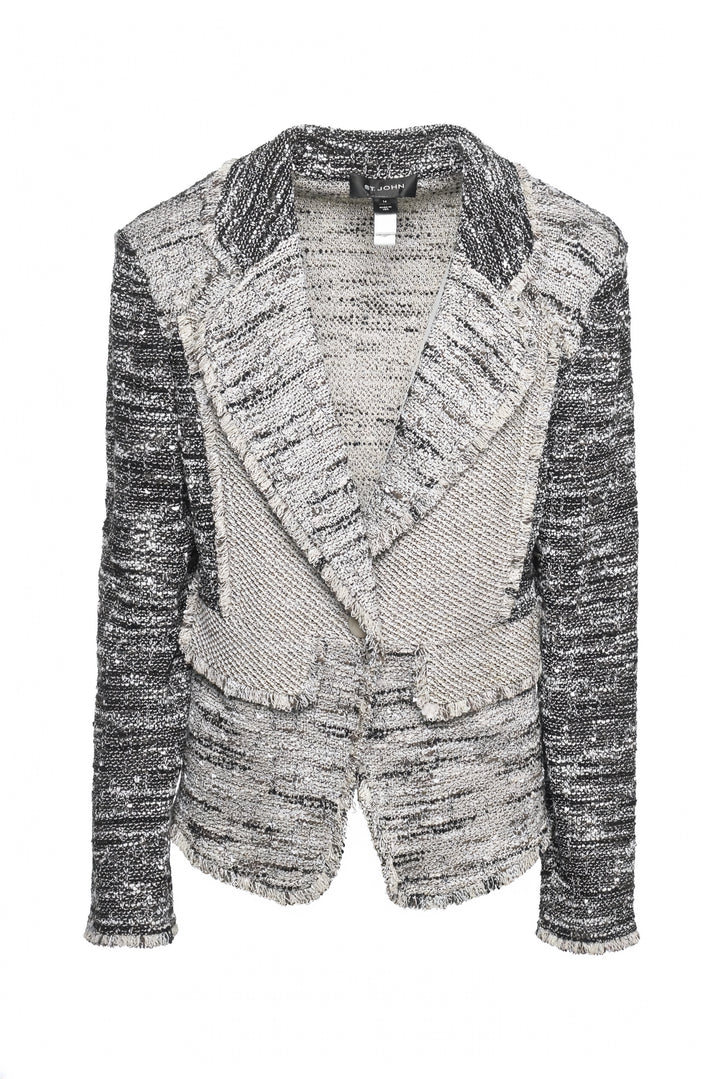 St. John Size 14 Raw Edge Tweed Blazer