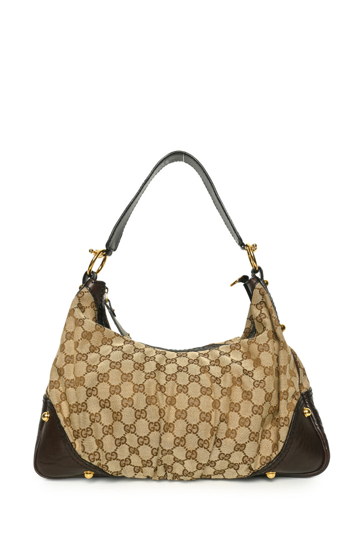 Gucci Monogram Canvas Medium Jockey Hobo
