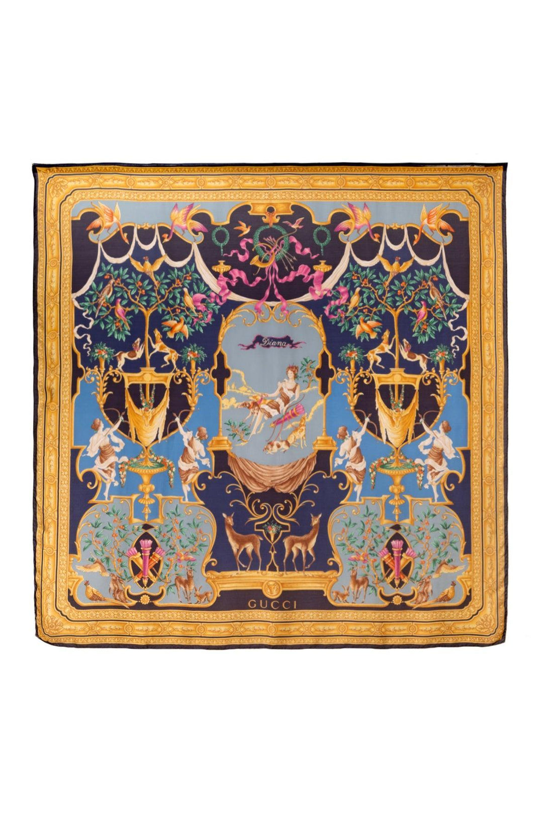 Gucci 1990's Vintage Tom Ford Diana Legend Barocco Silk Scarf