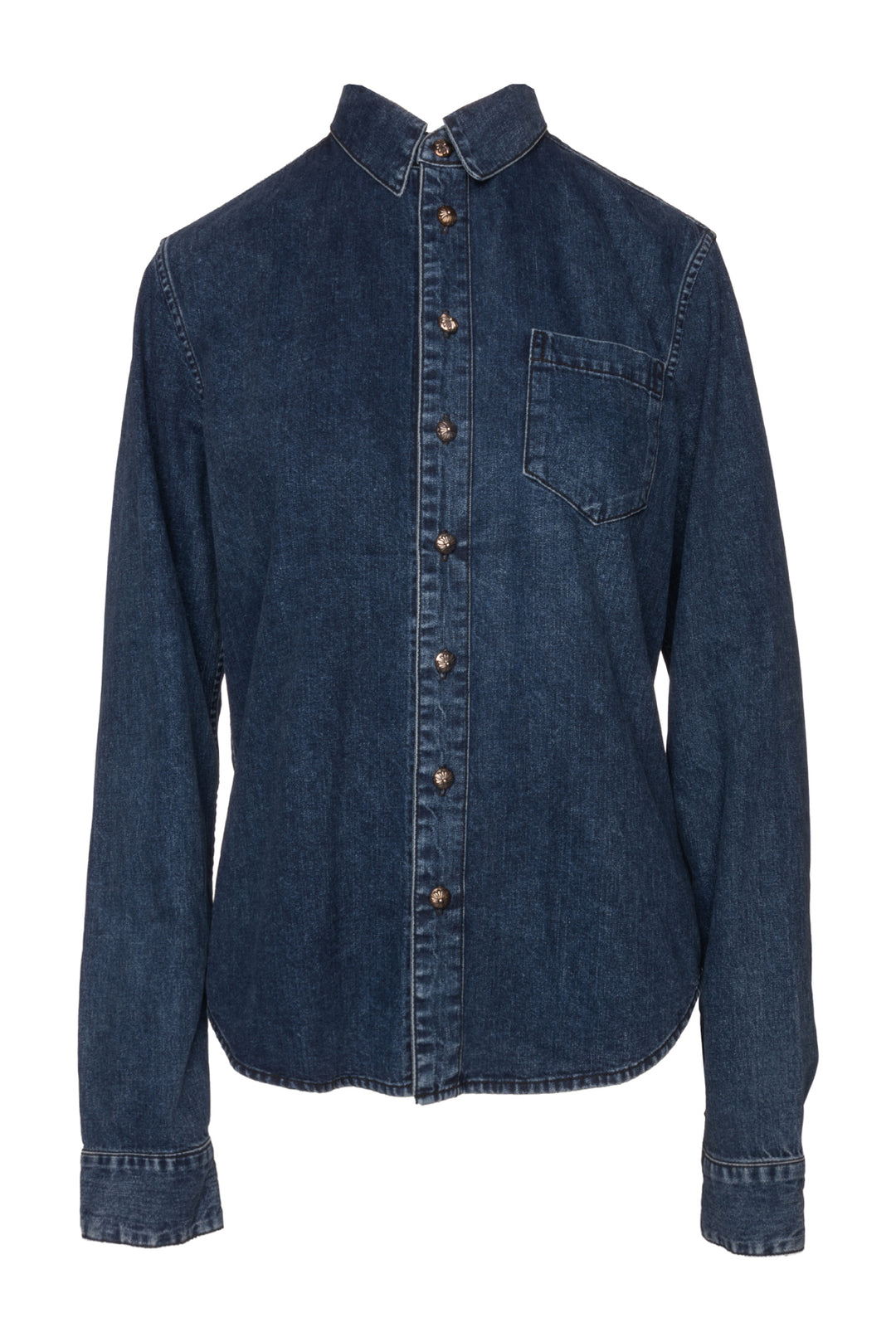 Chrome Hearts Size S Leather Cross Applique Denim Shirt