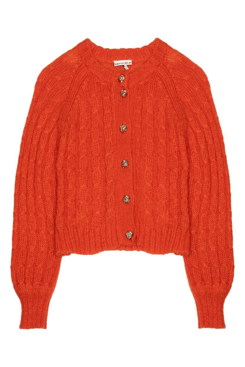 Ganni Size XXS Cableknit Mohair Cardigan
