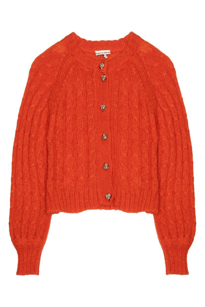 Ganni Size XXS Cableknit Mohair Cardigan