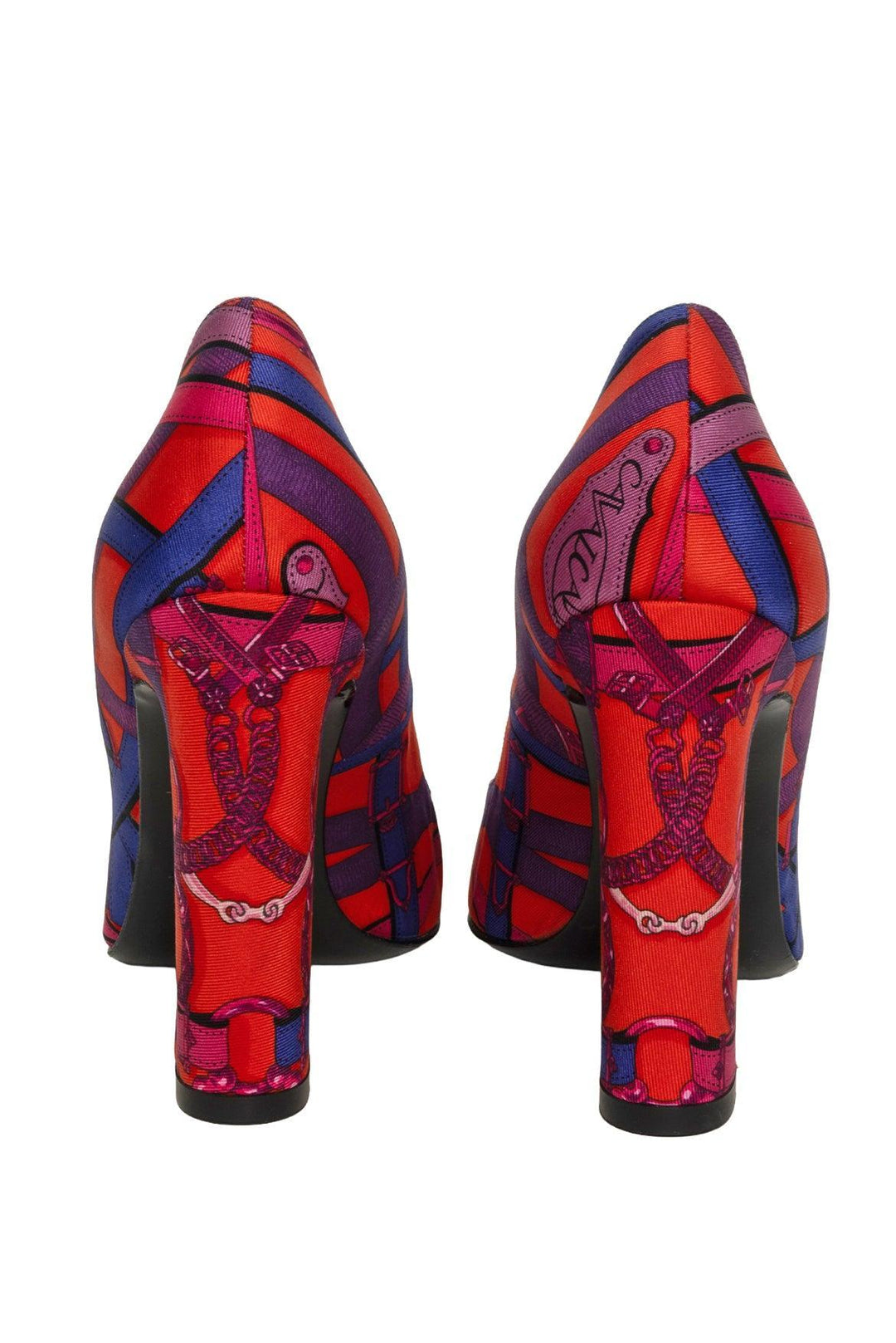 Hermes Size 36 Cavalcadour Silk Scarf Print Square Toe Pumps