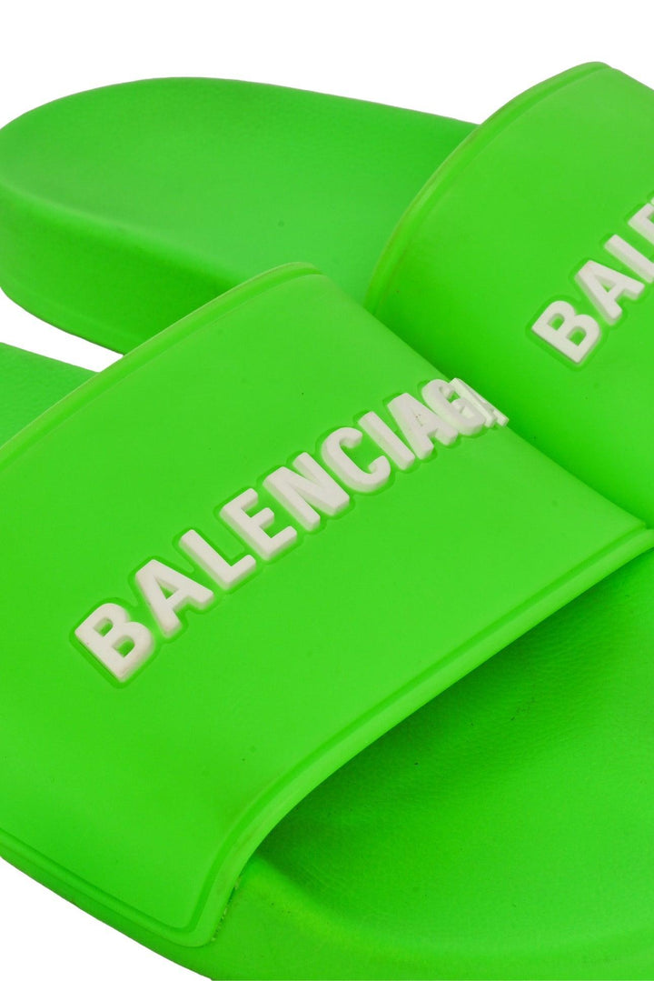 Balenciaga Size 7 Logo Pool Slide Sandals