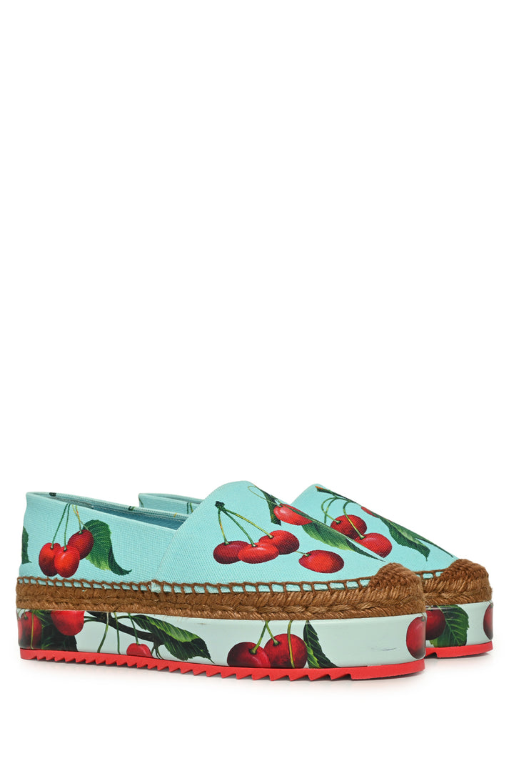 Dolce & Gabbana Size 36 Cherry Print Platform Espadrille Flats