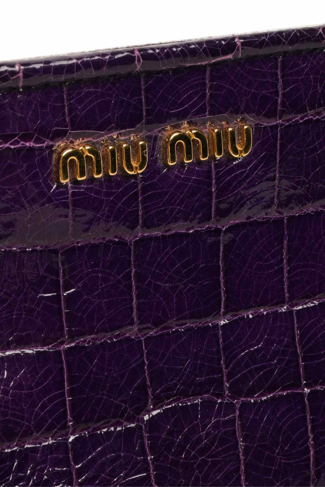 Miu Miu Croc Embossed Patent Leather Zip Wristlet Clutch