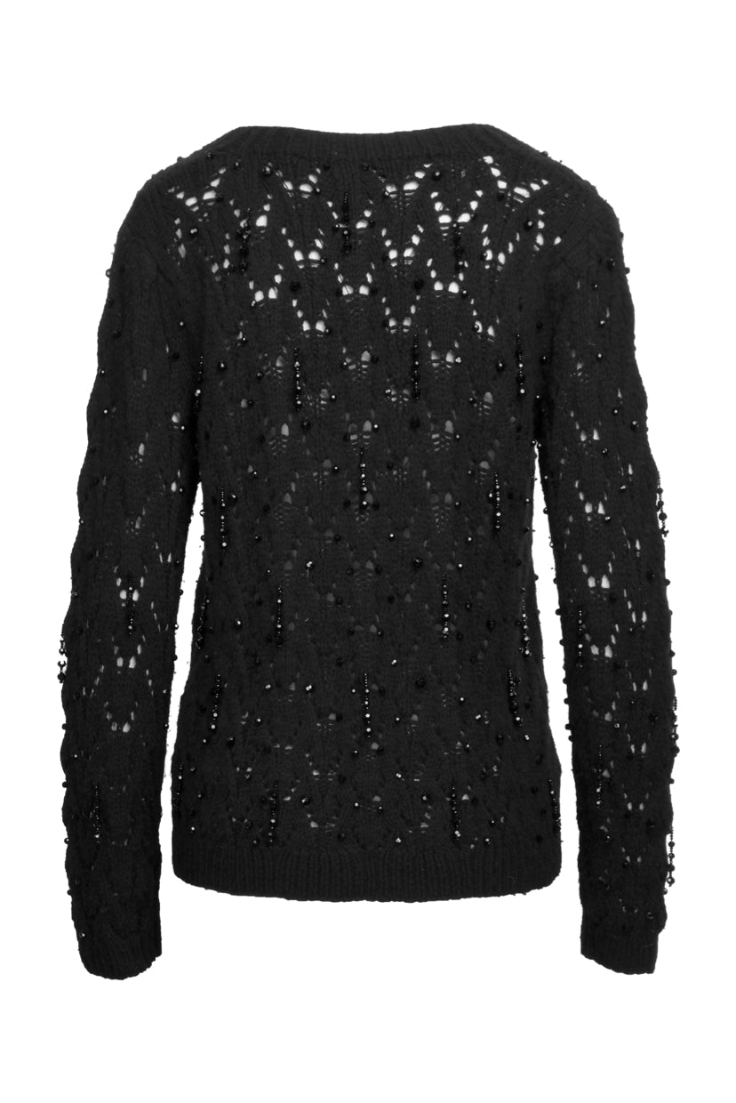 Co Size L Wool & Cashmere Blend Bead Embellished Cardigan