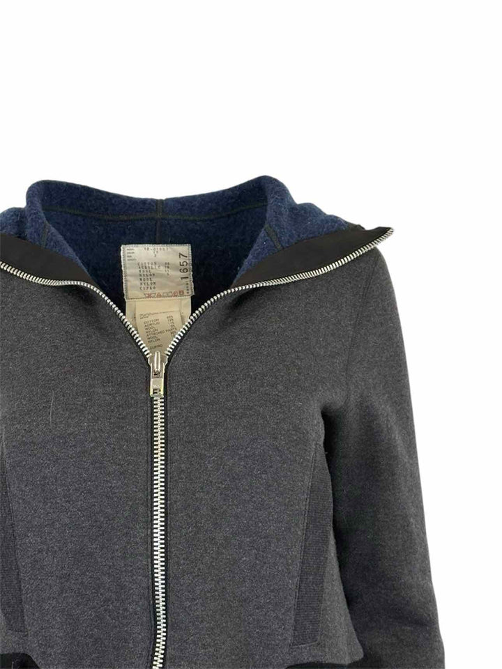 Sacai Size 2 Hooded Zip-Up Sweatshirt
