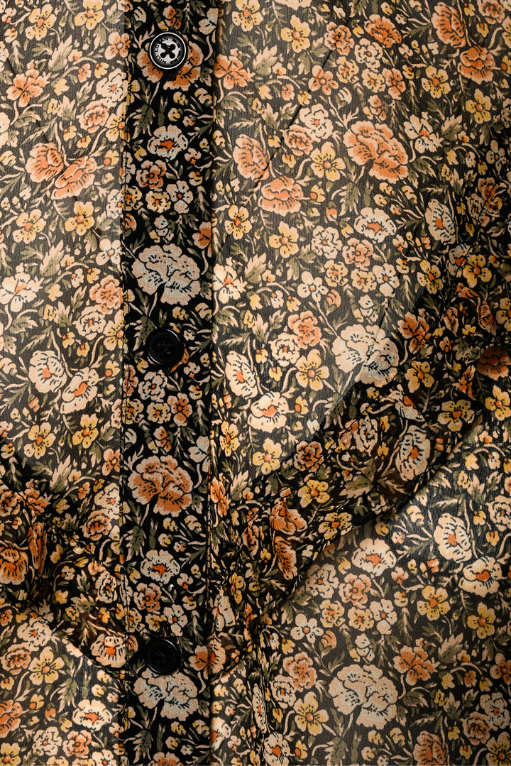 Nili Lotan Size M Floral Ruffle Blouse