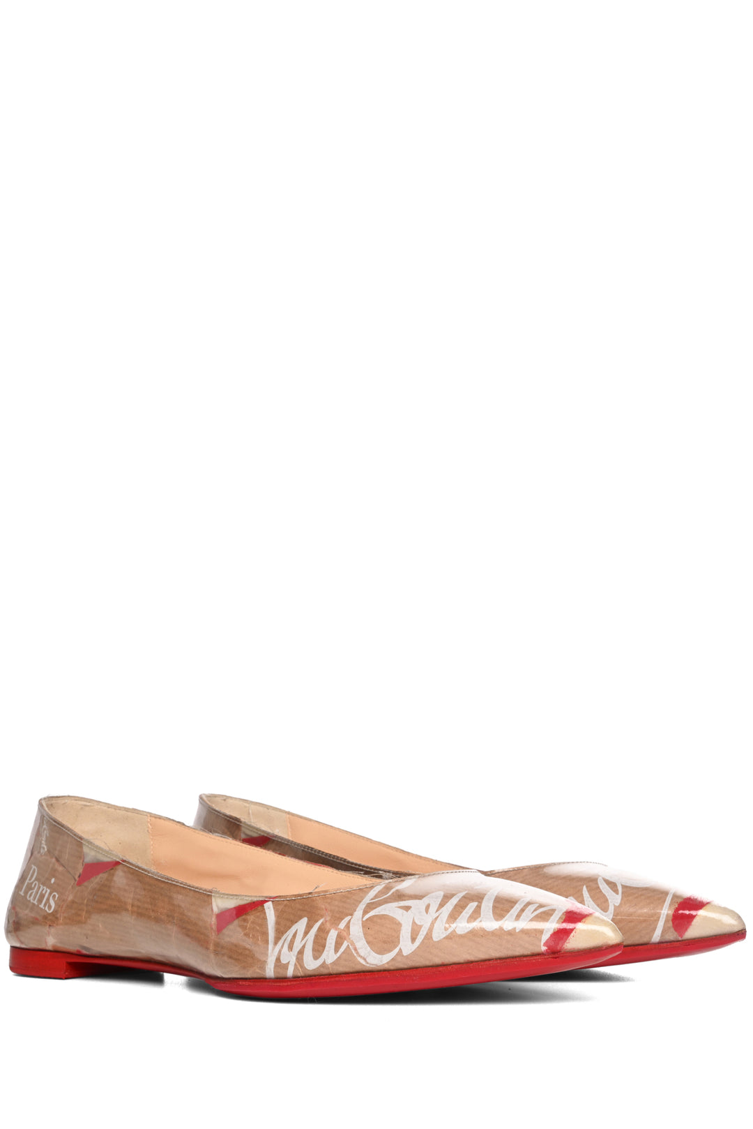 Christian Louboutin Size 38.5 Loubi Kraft Ballalla PVC  Flats