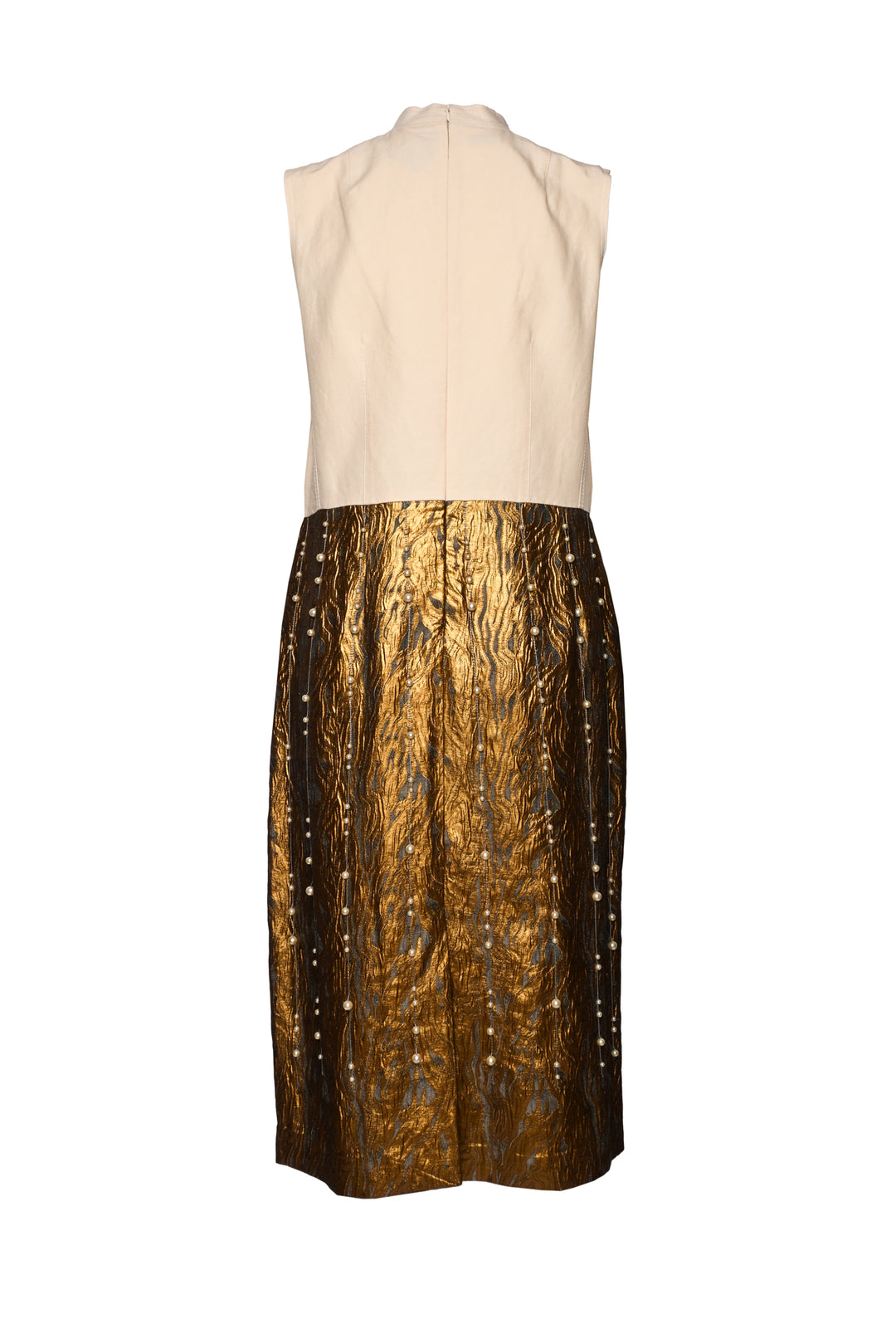 Dries Van Noten Size 42 Metallic Colorblock Midi Dress