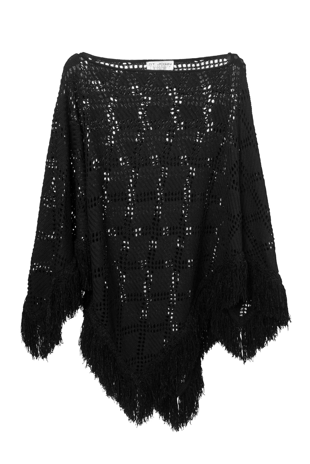 St John Collection Size OS Fringe Knit Poncho