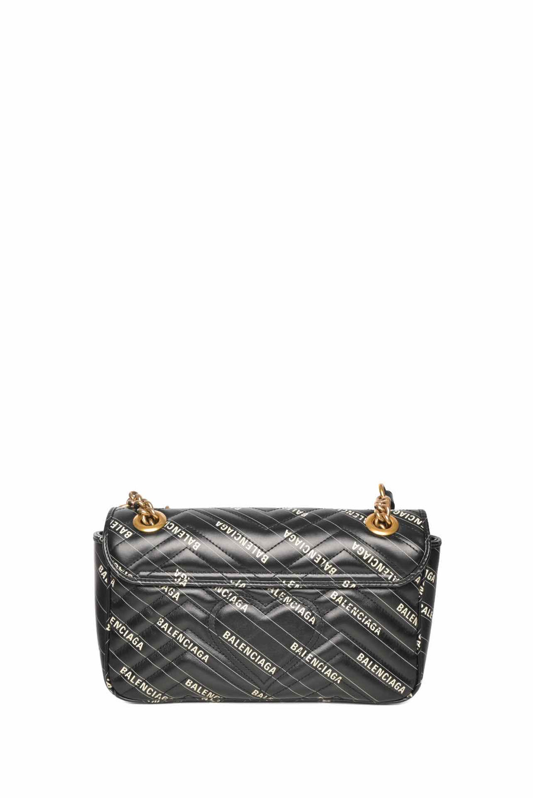 Gucci x Balenciaga Calfskin Matelasse Logo Print Small GG Marmont Shoulder Bag