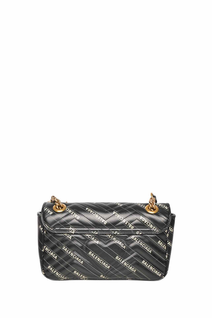 Gucci x Balenciaga Calfskin Matelasse Logo Print Small GG Marmont Shoulder Bag
