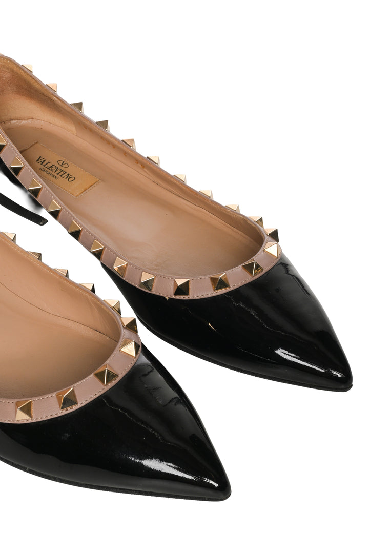 Valentino Size 38 Patent Rockstud Ballet Flats