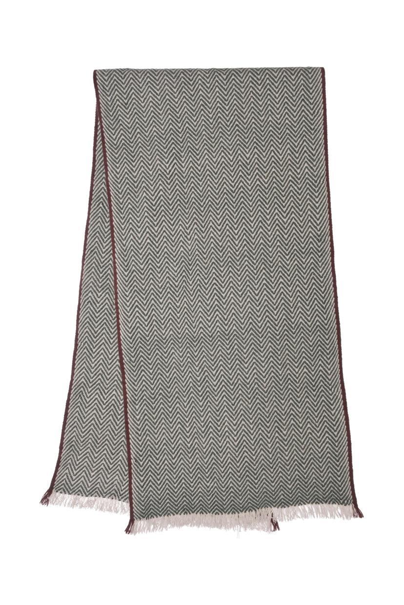 Loro Piana Herringbone Cashmere Fringed Scarf