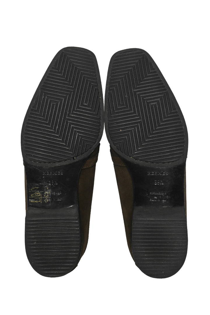 Hermes Size 39.5 Suede H Giovanni Loafers