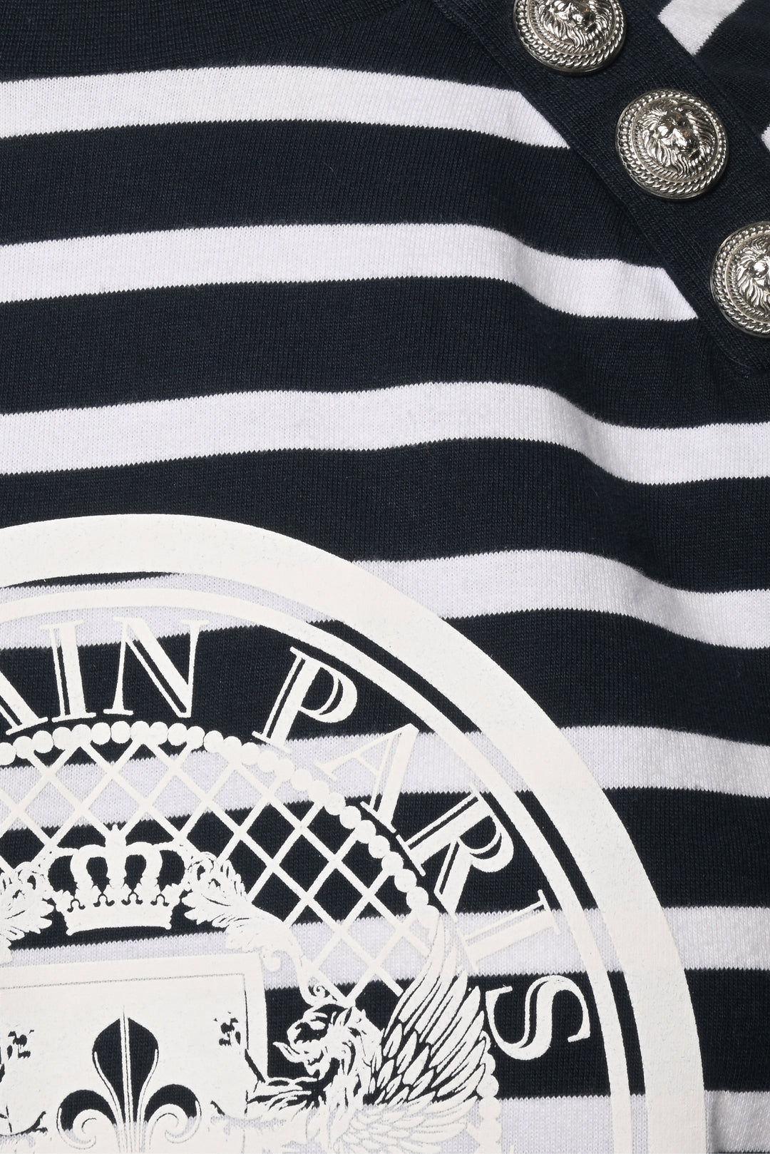Balmain Size 42 Striped Logo Lgslv Tops