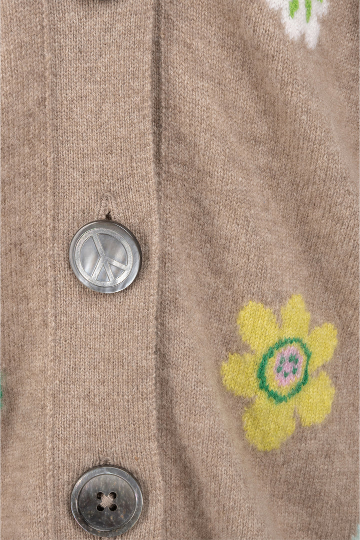 Queene and Belle Size S Floral Knit Cashmere Cardigan