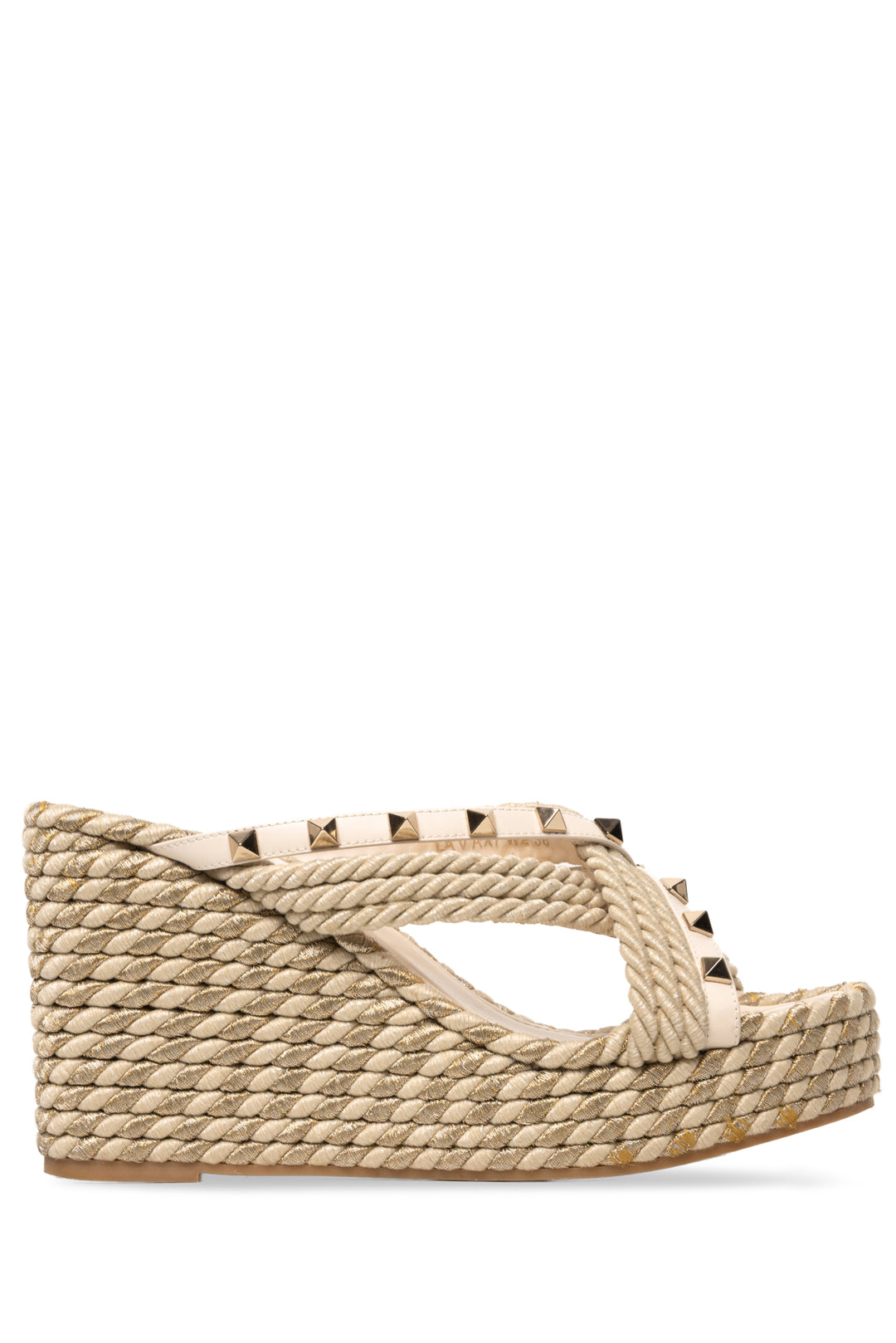 Valentino Size 38 Rockstud Torchon Wedge Sandals