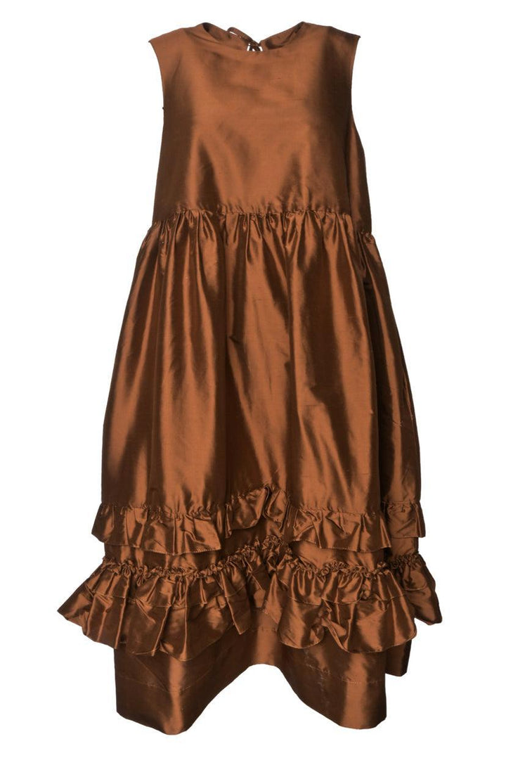 Cawley Size S Silk Ruffled Sleeveless Dress