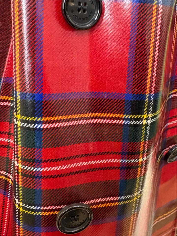 Burberry Size 2 Laminated Tartan Wool Trench Coat