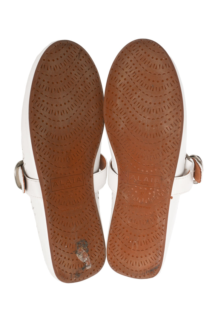 Alaia Size 37 Laser-cut Leather Ballerina Flats