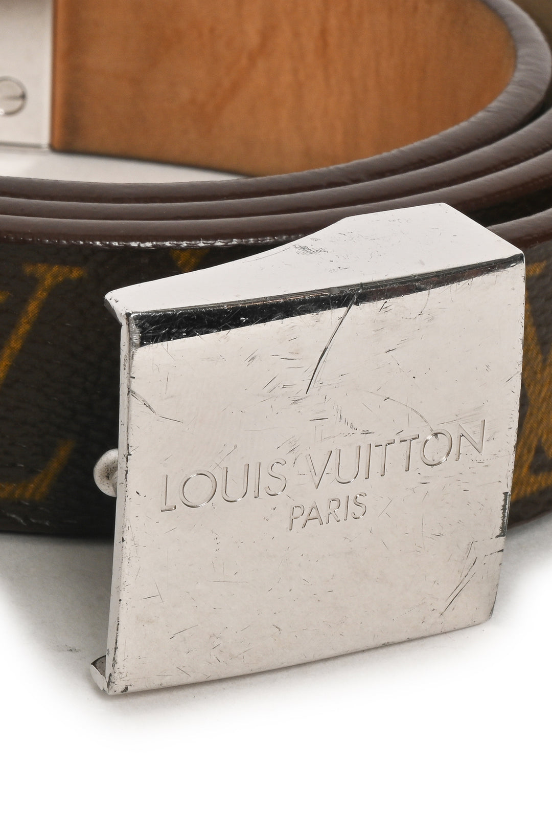 Louis Vuitton Size 40 Monogram Coated Canvas Square Buckle Belt